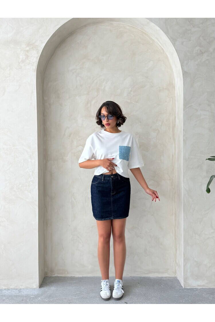 Pocket Detailed Wholesale T-Shirt -|