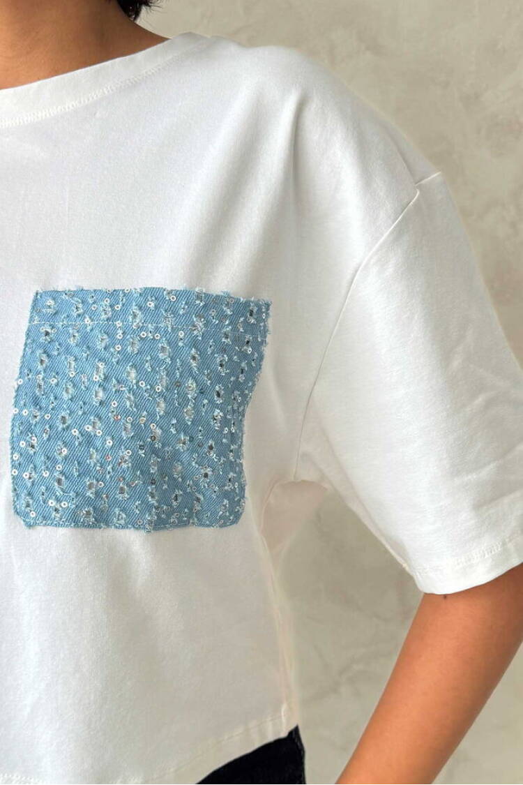 Pocket Detailed Wholesale T-Shirt -|