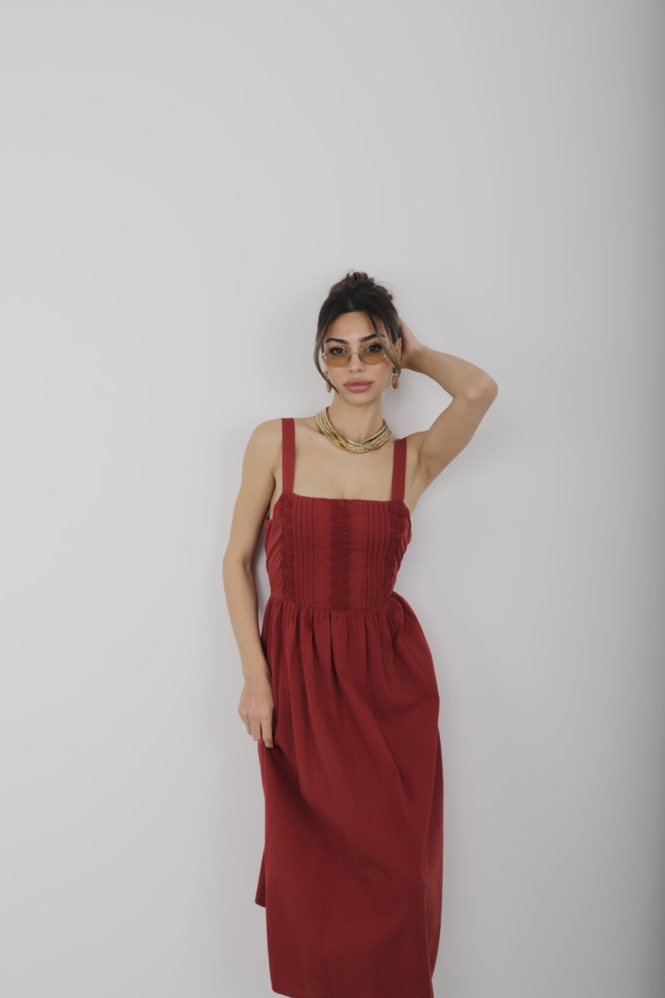 Dress Collar Rib Detailed - Cream Rouge - Globality Store - Women Clothes Wholesale Turkey