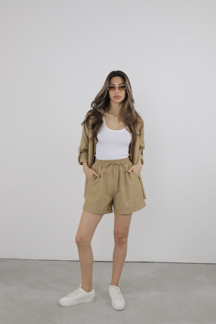 24ss-1650 Set Poplin Shorts - Cream Rouge - Globality Store - Women Clothes Wholesale Turkey