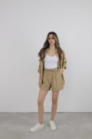 24ss-1650 Set Poplin Shorts - Cream Rouge - Globality Store - Women Clothes Wholesale Turkey
