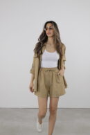 24ss-1650 Set Poplin Shorts - Cream Rouge - Globality Store - Women Clothes Wholesale Turkey