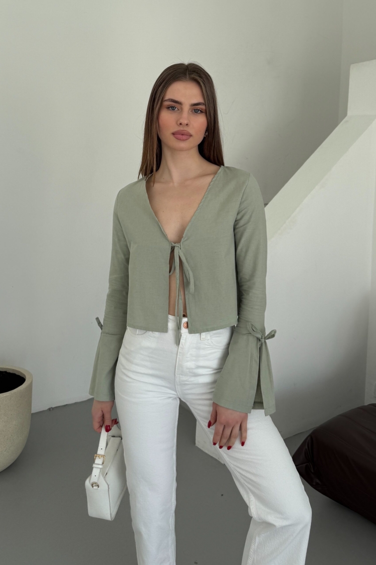 Linen Tie Shirt - My Fashion - Globality Store - Women Clothes Wholesale Turkey