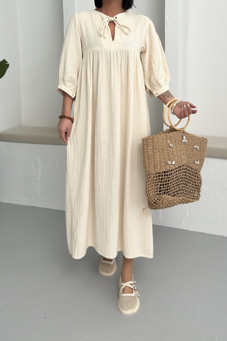 Half Sleeve Mueslin Dress - My Fashion - Globality Store - Women Clothes Wholesale Turkey