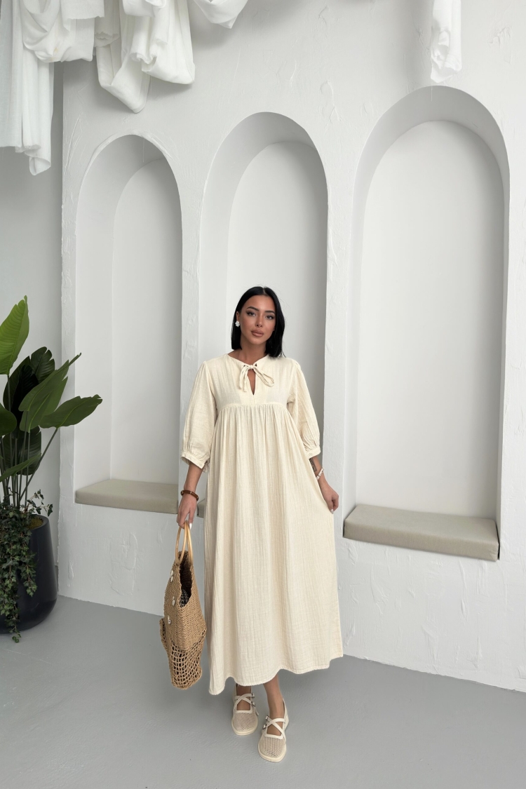 Half Sleeve Mueslin Dress