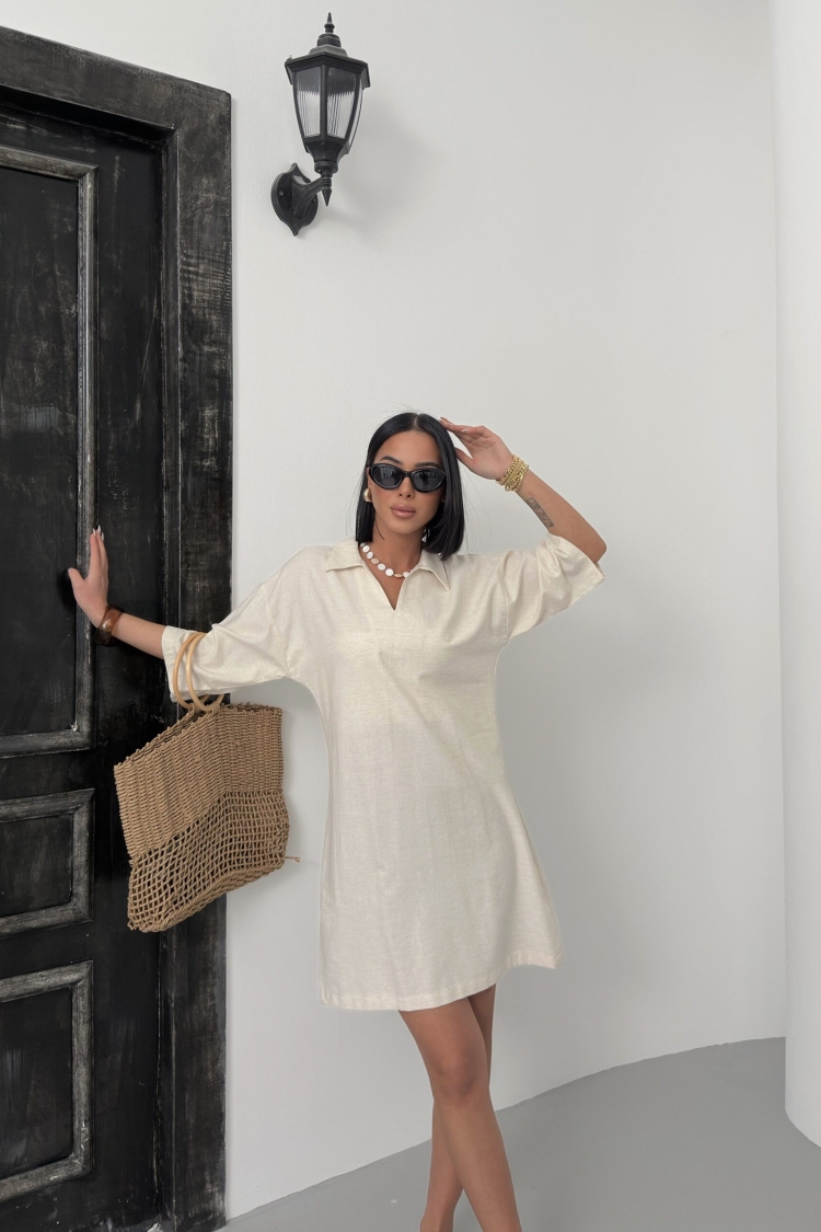 Polo Neck Plain Dress