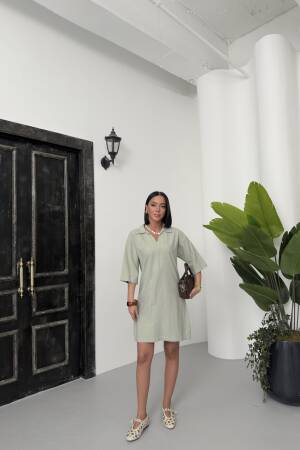 Polo Neck Plain Dress - My Fashion - Globality Store - Women Clothes Wholesale Turkey