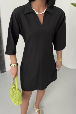 Polo Neck Plain Dress - My Fashion - Globality Store - Women Clothes Wholesale Turkey