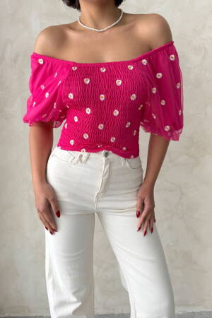 Gipe Detailed Patterned Chiffon Wholesale Blouse - Topshow - Globality Store - Women Clothes Wholesale Turkey