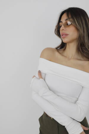 Crop Long Shoulder Detailed - Cream Rouge - Globality Store - Women Clothes Wholesale Turkey