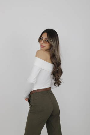 Crop Long Shoulder Detailed - Cream Rouge - Globality Store - Women Clothes Wholesale Turkey