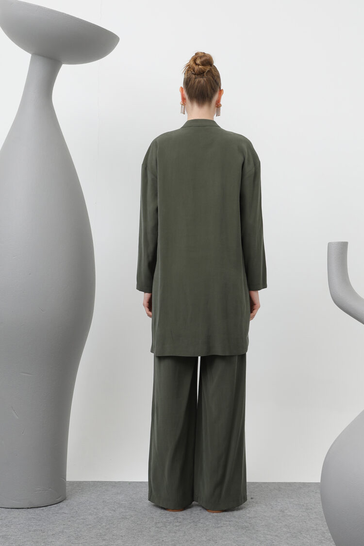 Judge Collar Patchwork Button Detailed Trousers Suit