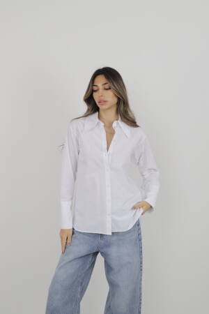 Shirt With Thick Cuffs - Cream Rouge - Globality Store - Women Clothes Wholesale Turkey