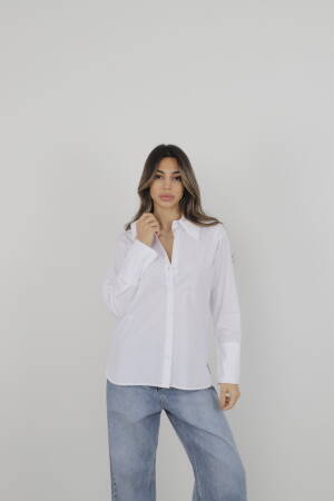 Shirt With Thick Cuffs - Cream Rouge - Globality Store - Women Clothes Wholesale Turkey