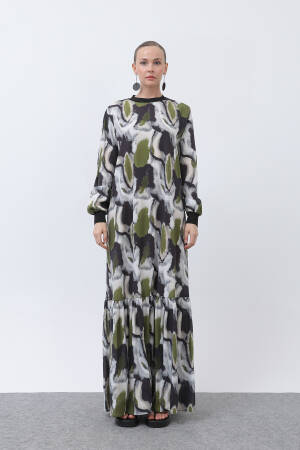 Women's Collar Ribbed Patterned Dress - Puane - Globality Store - Women Clothes Wholesale Turkey