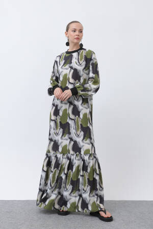 Women's Collar Ribbed Patterned Dress - Puane - Globality Store - Women Clothes Wholesale Turkey