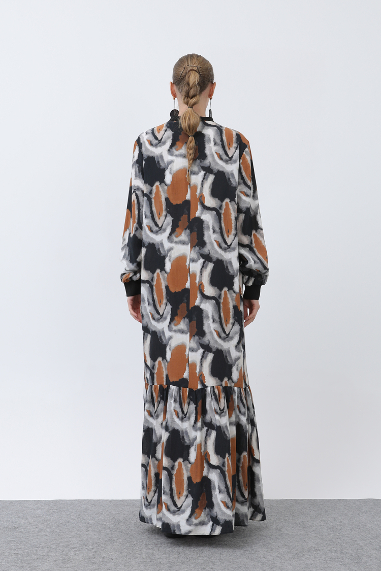 Women's Collar Ribbed Patterned Dress