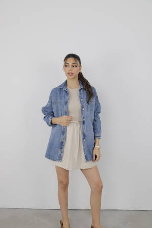 24fw-6083 Shirt Oversize - Cream Rouge - Globality Store - Women Clothes Wholesale Turkey