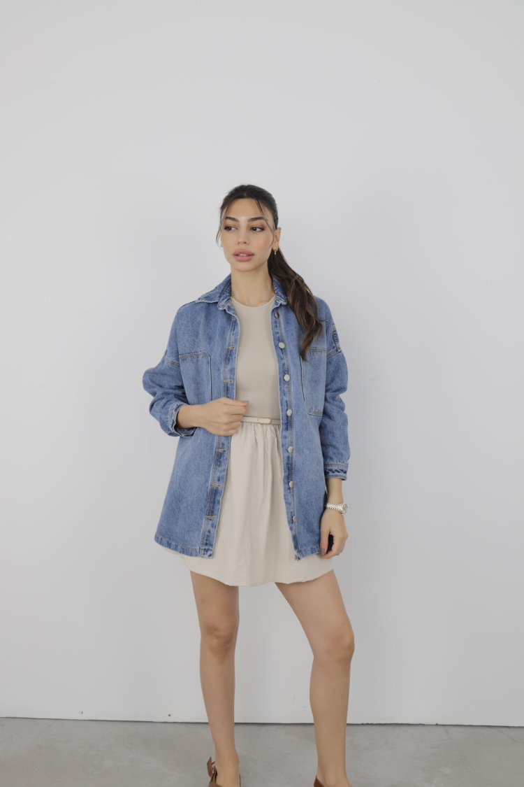 24fw-6083 Shirt Oversize - Cream Rouge - Globality Store - Women Clothes Wholesale Turkey