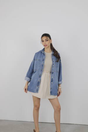 24fw-6083 Shirt Oversize - Cream Rouge - Globality Store - Women Clothes Wholesale Turkey