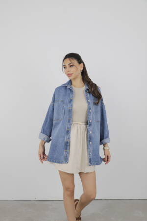 24fw-6083 Shirt Oversize - Cream Rouge - Globality Store - Women Clothes Wholesale Turkey