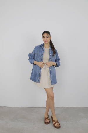24fw-6083 Shirt Oversize - Cream Rouge - Globality Store - Women Clothes Wholesale Turkey