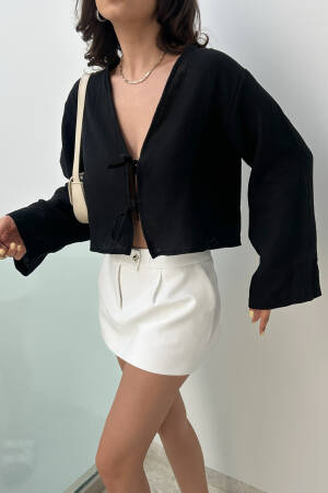 Mueslin Fabric Front Tie Blouse 27355 - First Angels - Globality Store - Women Clothes Wholesale Turkey
