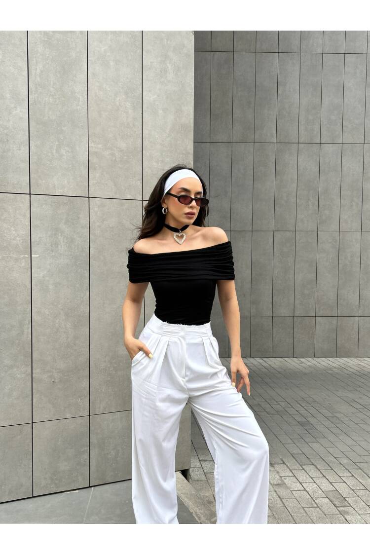 Madonna Collar Lycra Viscose Short Sleeve Blouse 29124