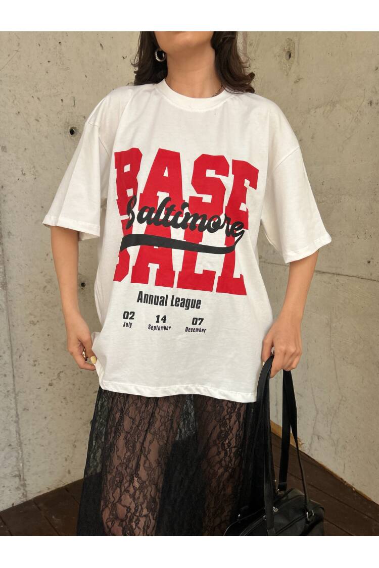 White 100% Cotton Printed Oversize T-shirt 29179