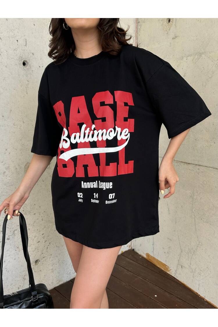 100% Cotton Printed Oversize T-shirt 29179 - First Angels - Globality Store - Women Clothes Wholesale Turkey