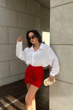 Modal Fabric Pearl Detailed Oversize Shirt 29095 - First Angels - Globality Store - Women Clothes Wholesale Turkey