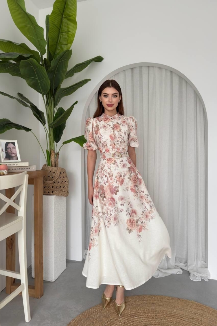 Mari Dress With Belt - Multicolor - Etika - Globality Store - Women Clothes Wholesale Turkey