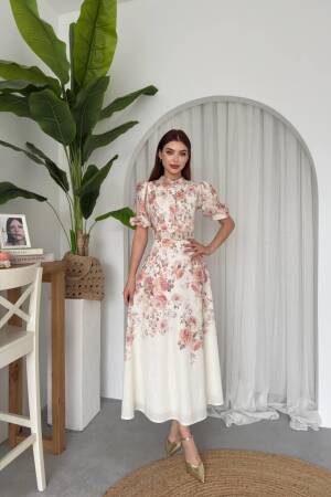 Mari Dress With Belt - Multicolor - Etika - Globality Store - Women Clothes Wholesale Turkey