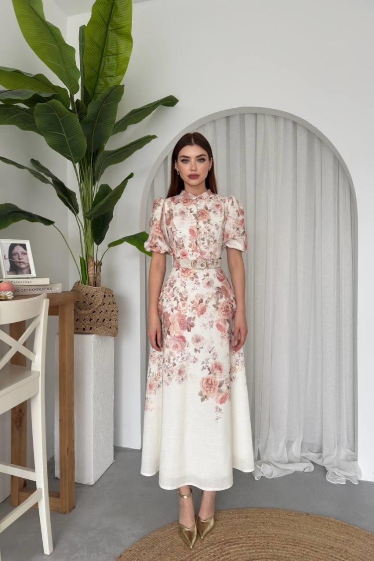 Mari Dress With Belt - Multicolor