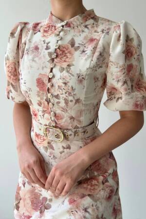 Mari Dress With Belt - Multicolor - Etika - Globality Store - Women Clothes Wholesale Turkey