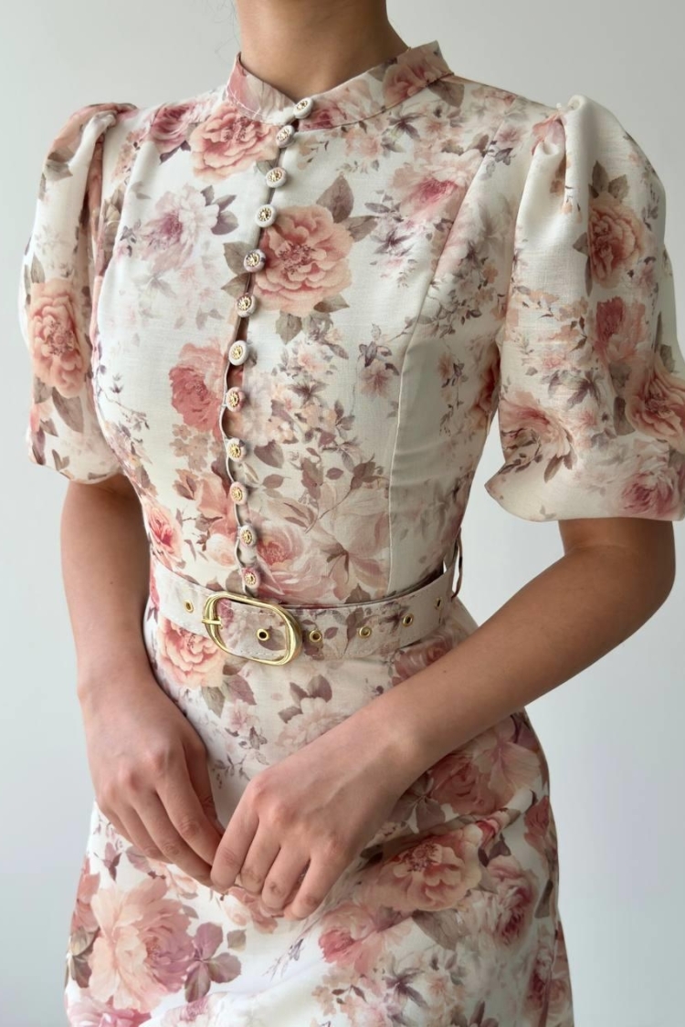 Mari Dress With Belt - Multicolor