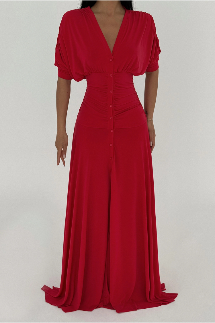 Button Detail Long Dress