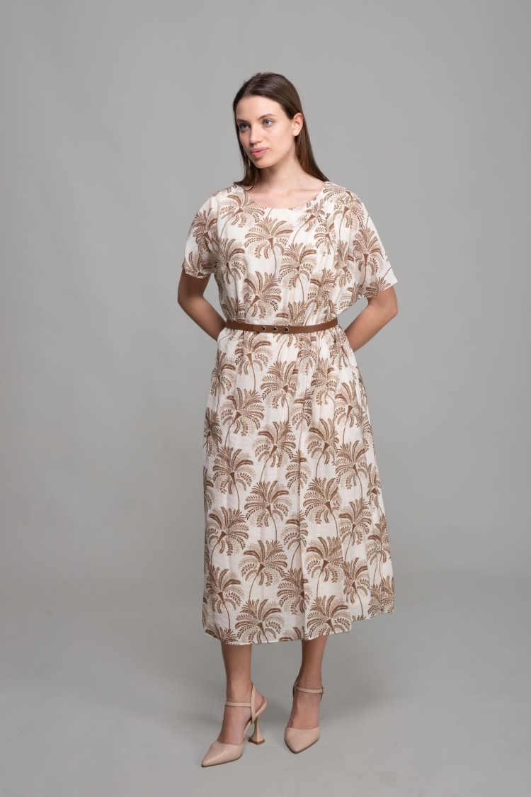 Round Neck Chiffon Dress - GUMANIZE - Globality Store - Women Clothes Wholesale Turkey
