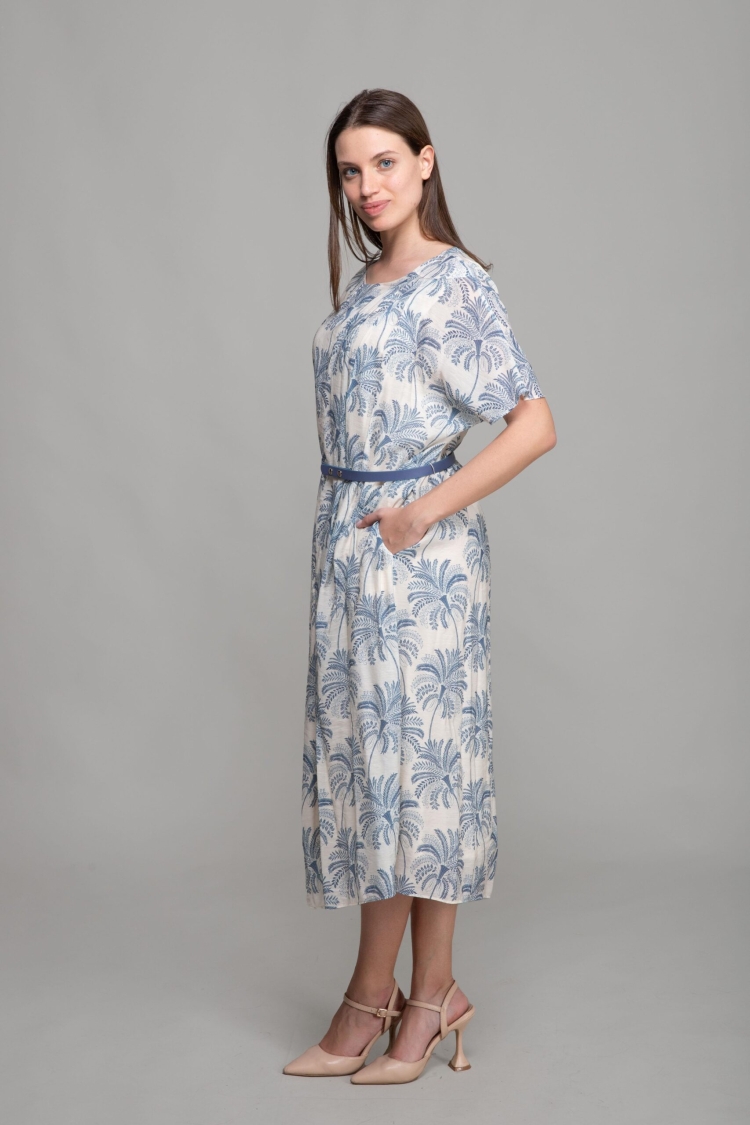 Round Neck Chiffon Dress - GUMANIZE - Globality Store - Women Clothes Wholesale Turkey