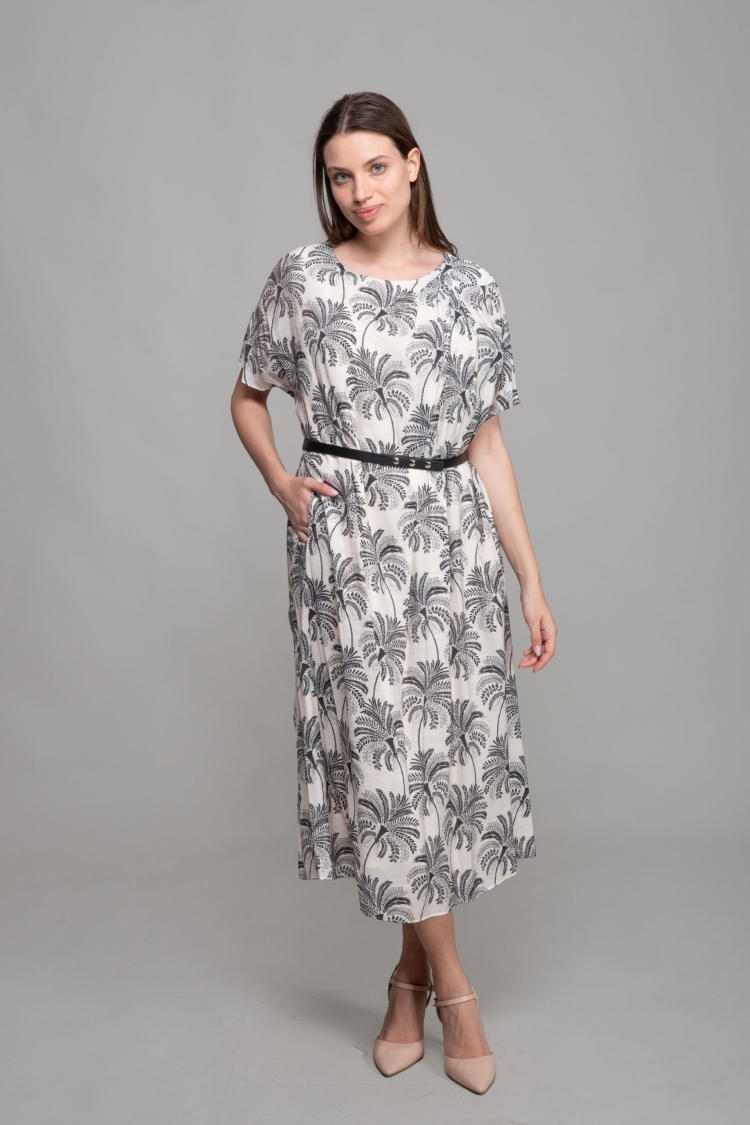 Round Neck Chiffon Dress