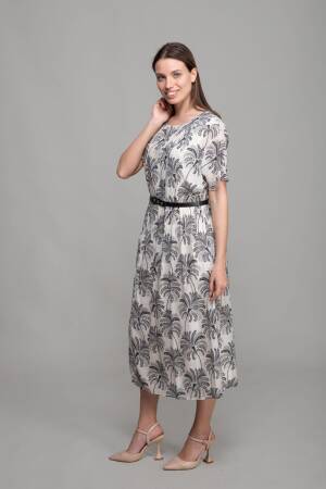 Round Neck Chiffon Dress - GUMANIZE - Globality Store - Women Clothes Wholesale Turkey