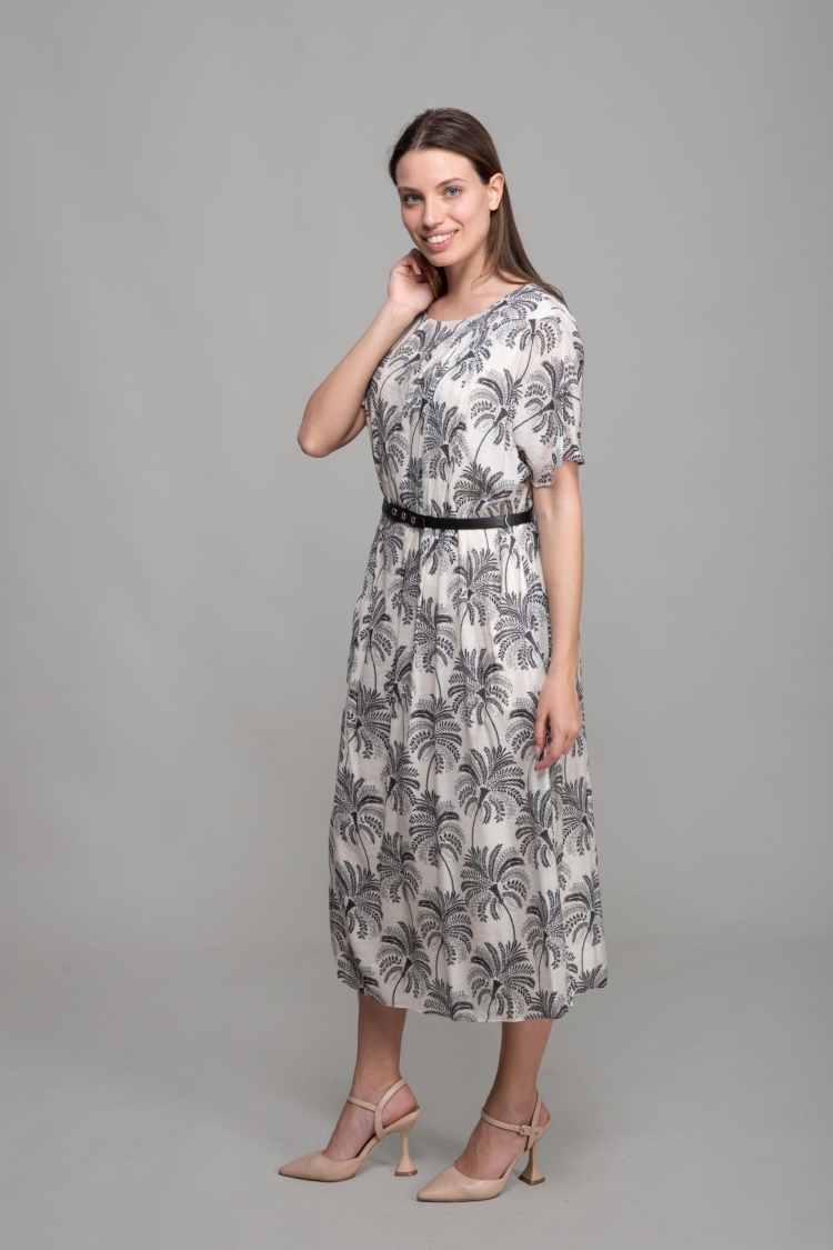 Round Neck Chiffon Dress