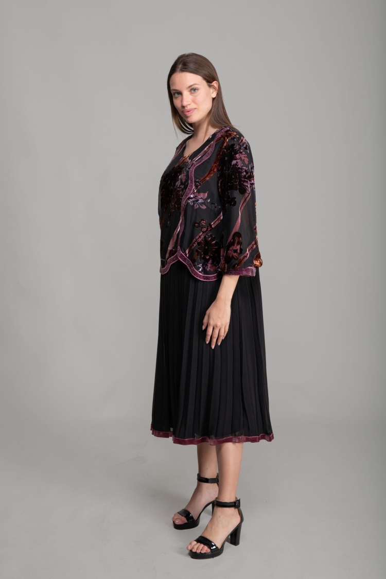 Round Neck Blazing Velvet Dress - GUMANIZE - Globality Store - Women Clothes Wholesale Turkey