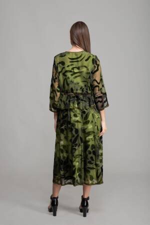 V Neck Burn Velvet Dress - GUMANIZE - Globality Store - Women Clothes Wholesale Turkey