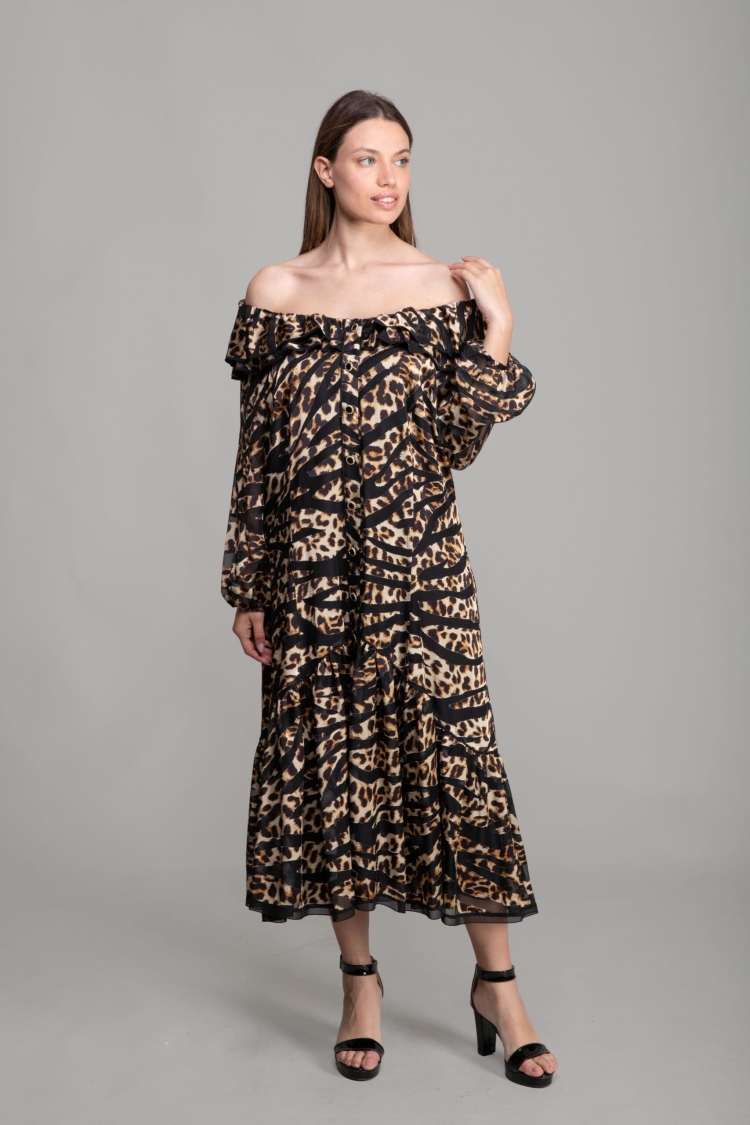 Round Neck Gunpowder Burning Dress