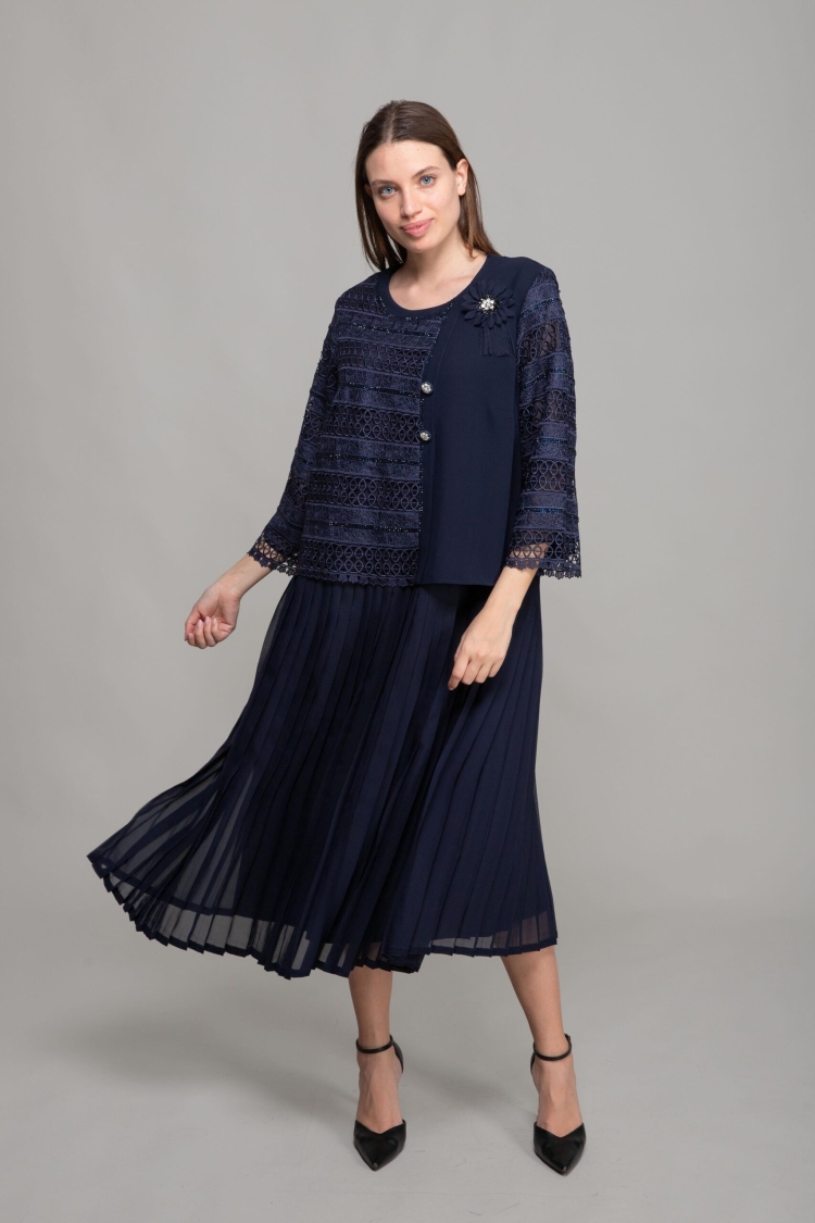 Round Neck Ruffle Dress - GUMANIZE - Globality Store - Women Clothes Wholesale Turkey