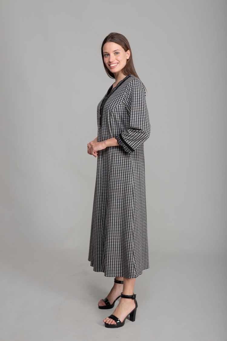 V Neck Jacquard Dress
