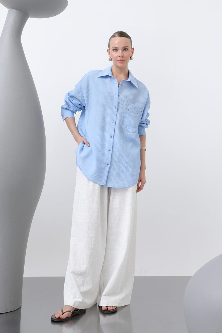 Women's Eyelet Detailed Shirt - SOUL - Globality Store - Women Clothes Wholesale Turkey