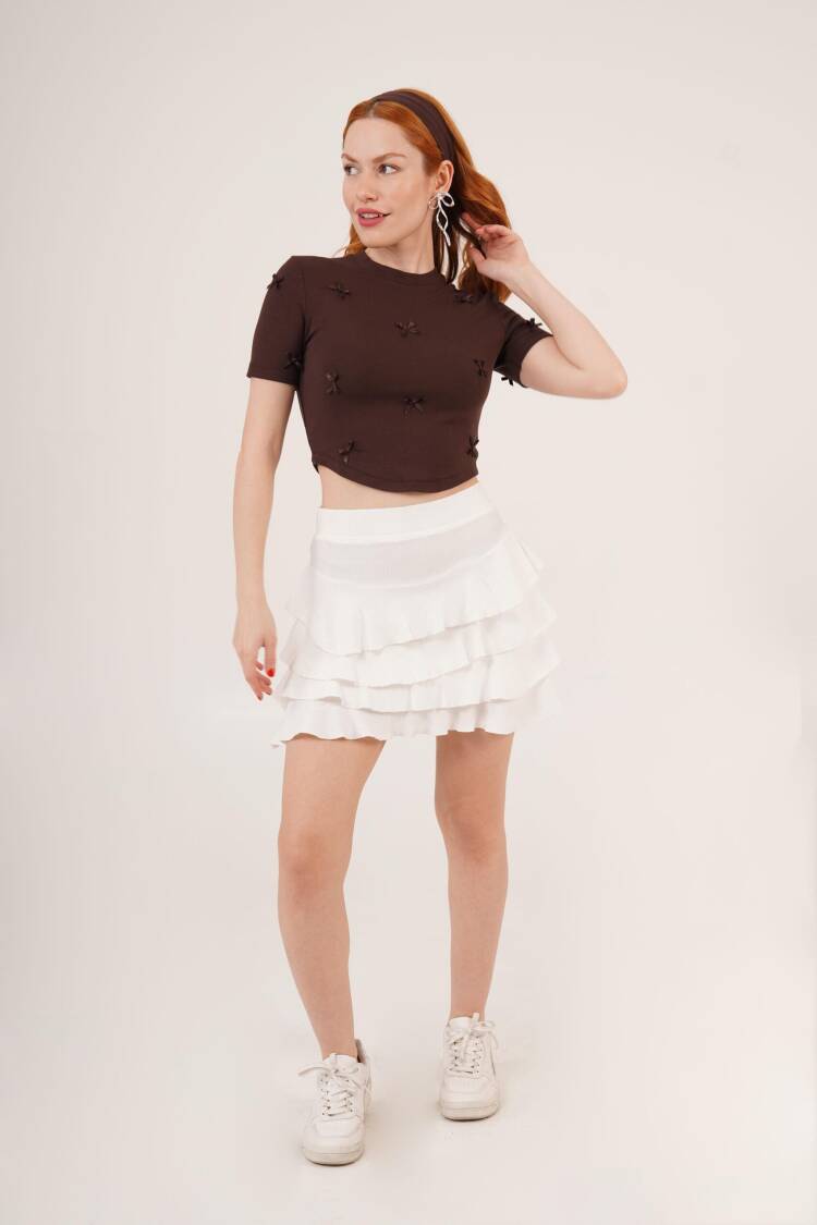 Wholesale Crop T Shirt With Bow Detail