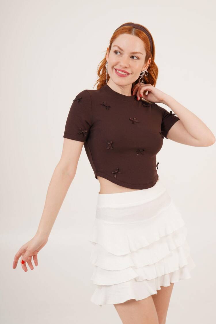 Wholesale Crop T Shirt With Bow Detail
